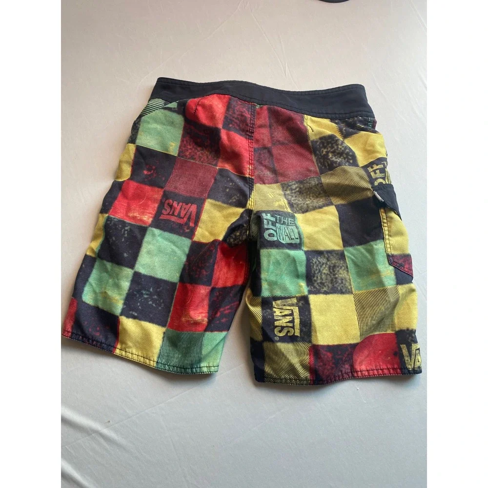 Vans Off The Wall Mens Multi Color Checkered Board Shorts Size 26 Swim Trunks